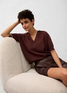 Polo in maglia traforata con percentuale di lino, bonprix