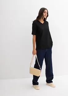 Maglia in crêpe con ricami traforati, bonprix