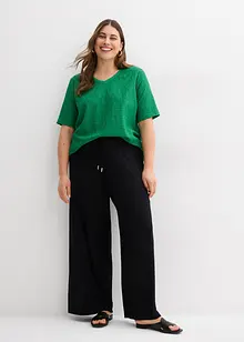 Maglia in crêpe con ricami traforati, bonprix