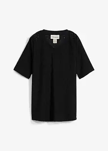 Maglia in crêpe con ricami traforati, bonprix