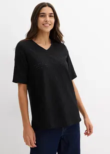 Maglia in crêpe con ricami traforati, bonprix