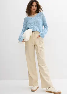 Pantaloni cropped con cinta comoda in puro cotone, bonprix