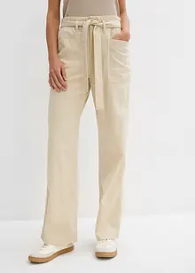 Pantaloni cropped con cinta comoda in puro cotone, bonprix