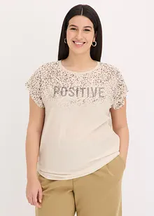Maglia con inserto in tessuto e strass, bonprix