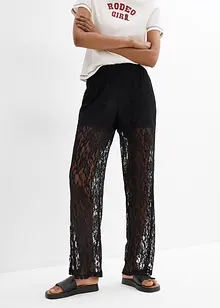 Pantaloni con elastico in vita e pizzo, bonprix
