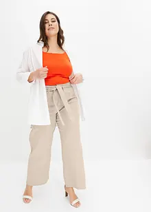Pantaloni cropped con cinta comoda in puro cotone, bonprix
