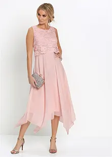 Abito midi in chiffon con pizzo, bonprix