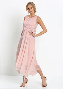 Abito midi in chiffon con pizzo, bonprix
