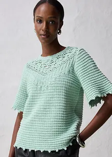Maglione traforato in misto lino, bonprix