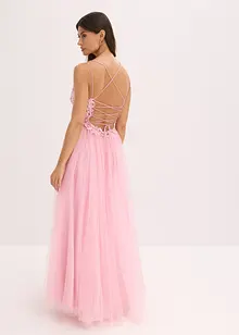 Abito lungo in delicato tulle con pizzo, bonprix