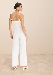 Tuta da sposa in crêpe strutturato con ricamo con perline, bonprix