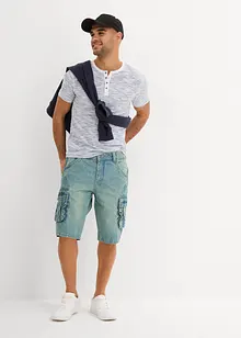Maglia serafino a maniche corte in puro cotone, bonprix