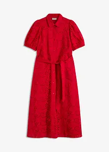 Abito con ricami traforati in puro cotone, bonprix