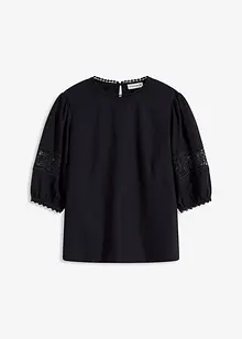 Blusa a maniche corte in misto lino, bonprix