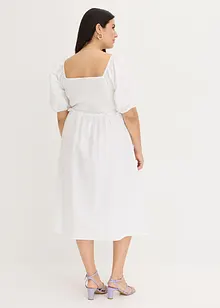 Abito midi con maniche a sbuffo e dettaglio smock, bonprix