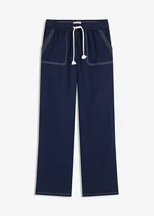 Pantaloni in leggero twill con cordoncino e cuciture a contrasto, bonprix