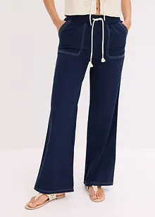 Pantaloni in leggero twill con cordoncino e cuciture a contrasto, bonprix