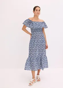 Abito midi in stile bohémien a spalle scoperte, in cotone leggero, bonprix