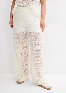 Pantaloni con elastico in vita in maglia traforata, bonprix