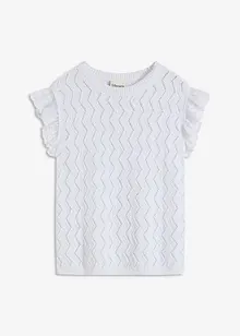 Top in maglia effetto uncinetto con pizzo, bonprix