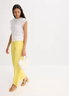 Top in maglia effetto uncinetto con pizzo, bonprix