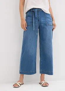 Jeans wide leg cropped con cinta comoda, vita alta, bonprix