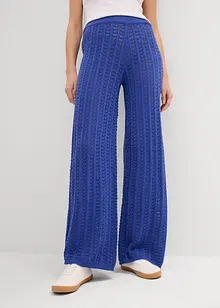 Pantaloni di maglia con elastico in vita e motivo traforato, bonprix