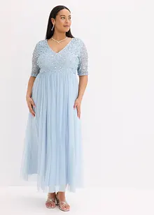 Abito da sera in tulle delicato con ricamo e paillettes, bonprix