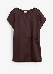 Maglia in puro lino con inserto in tessuto, bonprix
