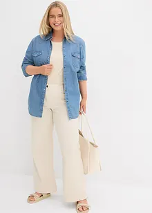 Jeans wide leg con cinta comoda, vita media, bonprix