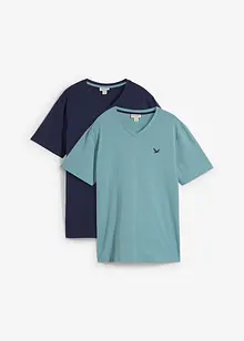 T-shirt con scollo a V in puro cotone biologico (pacco da 2), bonprix