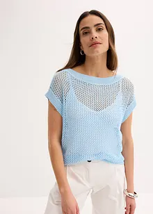 Maglione traforato in filato a nastro lucido, bonprix
