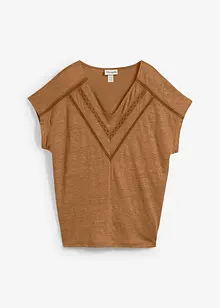 Maglia in puro lino con pizzo, bonprix