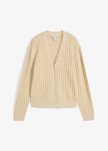 Cardigan traforato in misto lino, bonprix