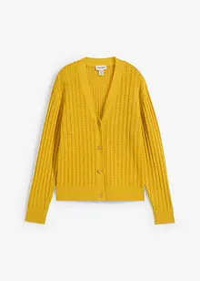 Cardigan traforato in misto lino, bonprix