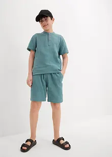 Camicia a maniche corte con colletto alla coreana in morbida mussola, bonprix
