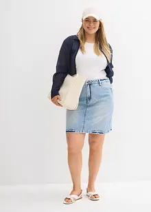 Gonna di jeans low stretch, vita media, bonprix