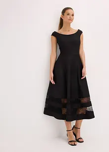 Abito con spalle scoperte, pizzo e cintura, bonprix