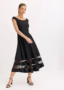 Abito con spalle scoperte, pizzo e cintura, bonprix