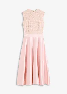 Abito midi in satin lucido con pizzo, bonprix