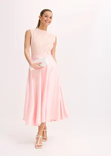 Abito midi in satin lucido con pizzo, bonprix