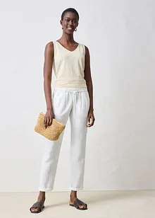 Pantaloni in puro lino con elastico in vita, bonprix