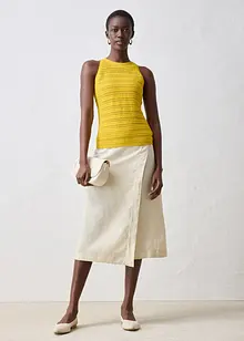 Top in maglia traforata in misto lino, bonprix