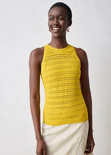 Top in maglia traforata in misto lino, bonprix