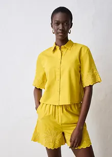 Camicia cropped in misto lino, bonprix