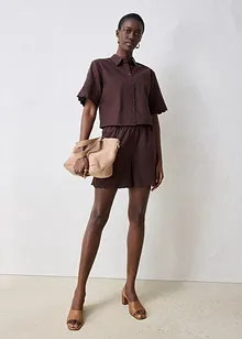 Camicia cropped in misto lino, bonprix
