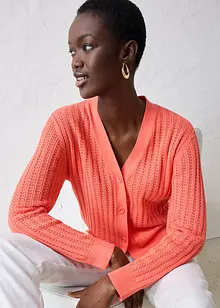 Cardigan traforato in misto lino, bonprix