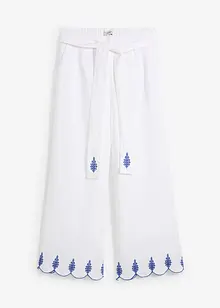 Pantaloni culotte in puro lino con cintura (set 2 pezzi), bonprix