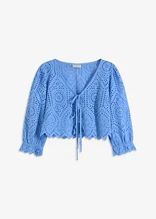 Blusa con ricamo traforato e maniche a sbuffo, bonprix