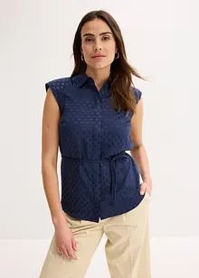 Blusa in satin con laccetti da annodare, bonprix